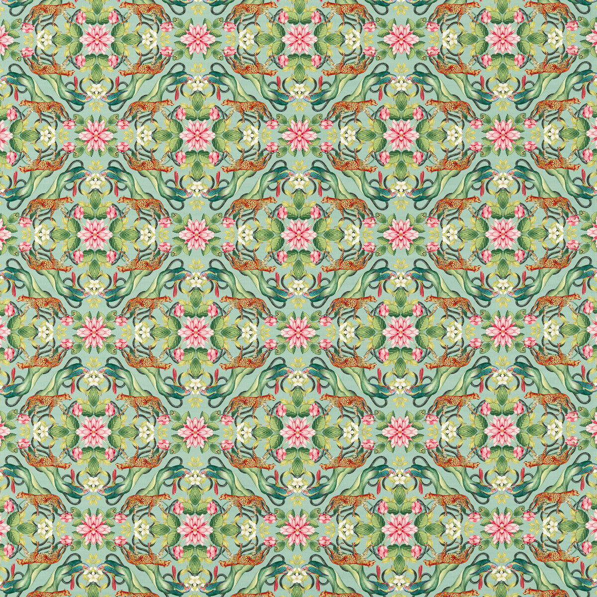 CLARKE AND CLARKE F1601/01.CAC.0 MENAGERIE AQUA Fabric - Eade's Wallpaper