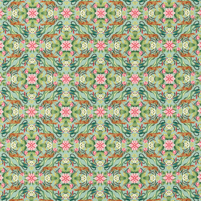 CLARKE AND CLARKE F1601/01.CAC.0 MENAGERIE AQUA Fabric - Eade's Wallpaper