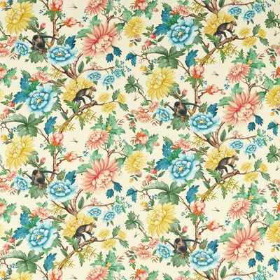CLARKE AND CLARKE F1603/01.CAC.0 SAPPHIRE GARDEN IVORY Fabric - Eade's Wallpaper