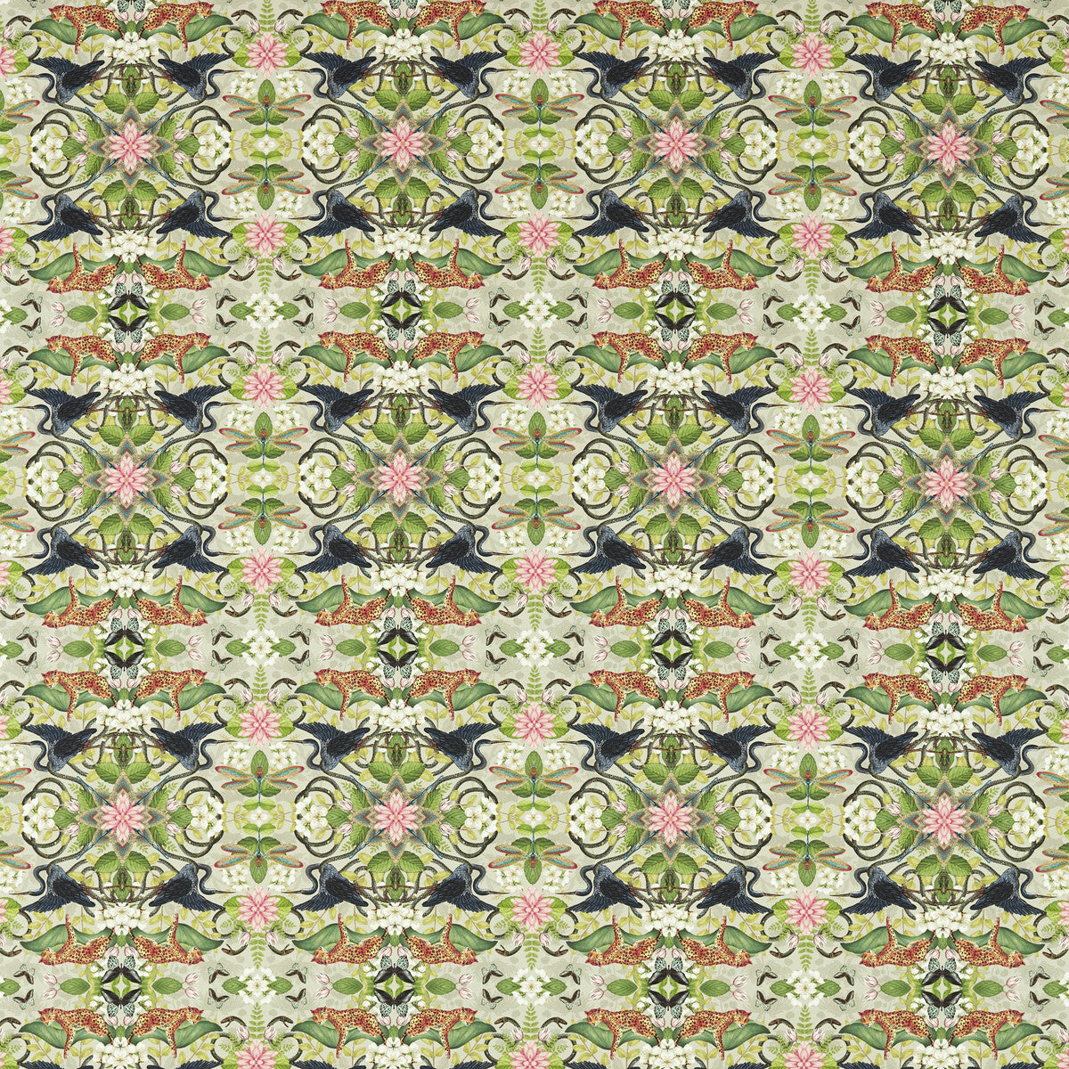 CLARKE AND CLARKE F1607/01.CAC.0 WONDERLUST TEA STORY DOVE Fabric - Eade's Wallpaper