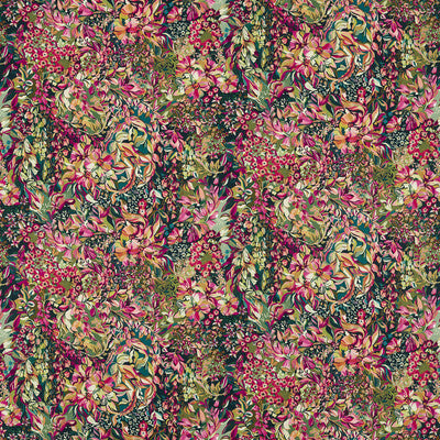 CLARKE AND CLARKE F1646/01.CAC.0 AUBREY VELVET FOREST/RASPBERRY Fabric - Eade's Wallpaper