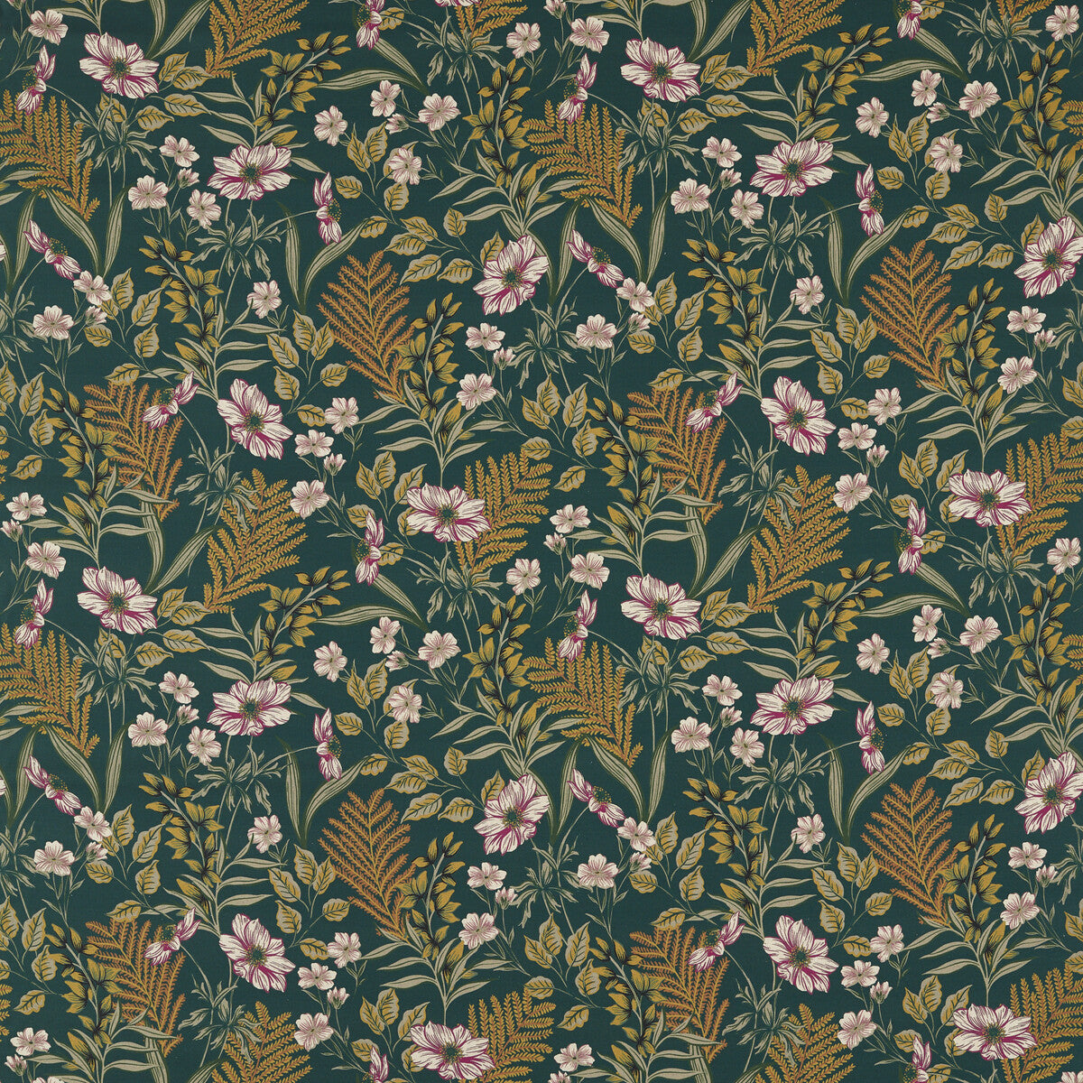 CLARKE AND CLARKE F1648/02.CAC.0 HAZELBURY LINEN FOREST Fabric - Eade's Wallpaper