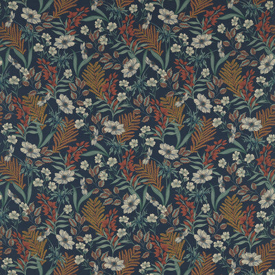 CLARKE AND CLARKE F1648/03.CAC.0 HAZELBURY LINEN MIDNIGHT/SPICE Fabric - Eade's Wallpaper