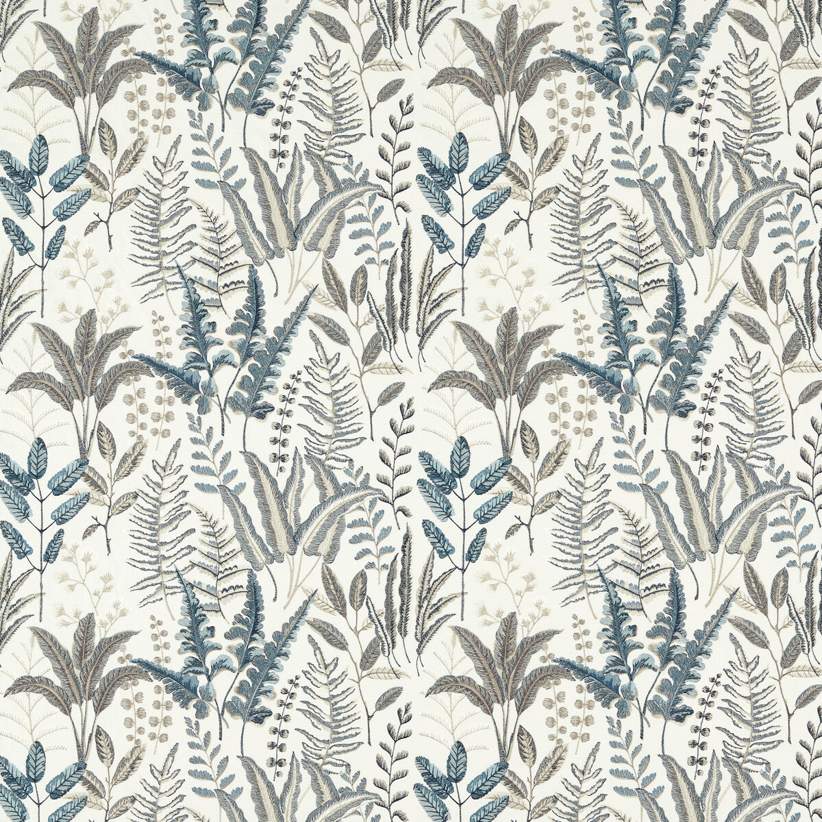 CLARKE AND CLARKE F1654/01.CAC.0 BRACKEN DENIM EMB Fabric - Eade's Wallpaper