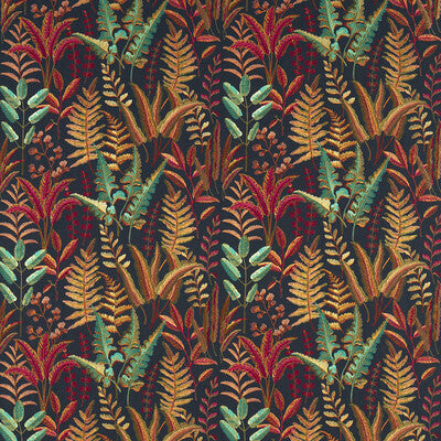 CLARKE AND CLARKE F1654/03.CAC.0 BRACKEN RUSSET AQUA EMB Fabric - Eade's Wallpaper