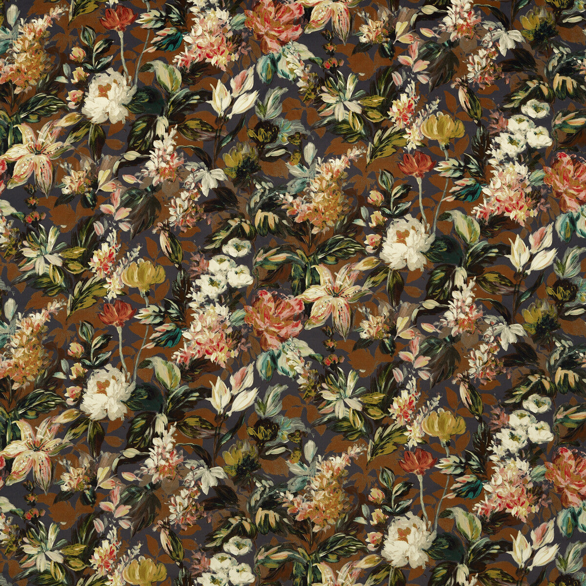 CLARKE AND CLARKE F1656/02.CAC.0 LILUM RUSSET NOIR VELVET Fabric - Eade's Wallpaper