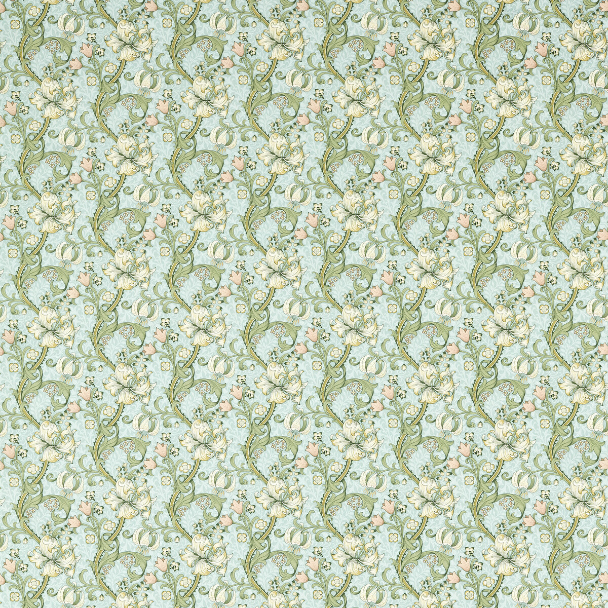 CLARKE AND CLARKE F1677/05.CAC.0 GOLDEN LILY APPLE/BLUSH Fabric - Eade's Wallpaper