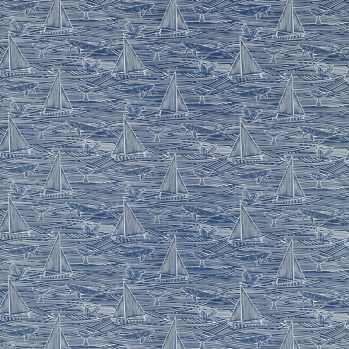 CLARKE AND CLARKE F1726/03.CAC.0 FIN NAVY Fabric - Eade's Wallpaper