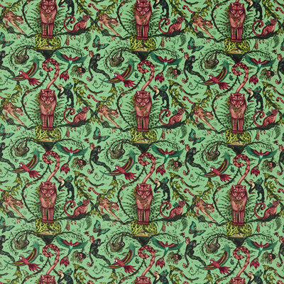 CLARKE AND CLARKE F1749/01.CAC.0 BOSQUE DREAMS VELVET AQUAMARINE Fabric - MYTHICA BY EMMA J SHIPLEY FOR C&C