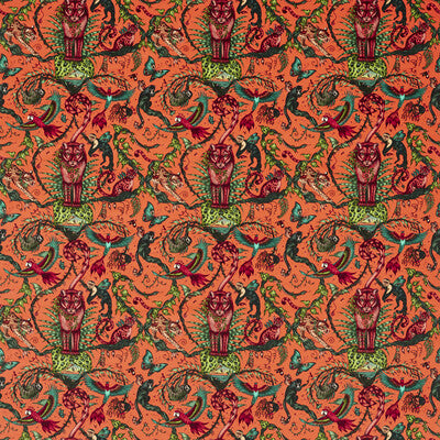 CLARKE AND CLARKE F1749/02.CAC.0 BOSQUE DREAMS VELVET CORAL Fabric - MYTHICA BY EMMA J SHIPLEY FOR C&C