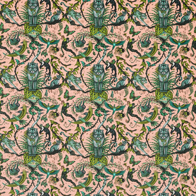CLARKE AND CLARKE F1749/05.CAC.0 BOSQUE DREAMS VELVET PINK Fabric - MYTHICA BY EMMA J SHIPLEY FOR C&C