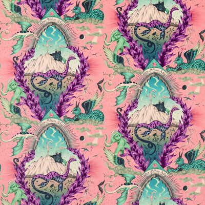 CLARKE AND CLARKE F1752/02.CAC.0 HIGHLANDIA VELVET PINK Fabric - MYTHICA BY EMMA J SHIPLEY FOR C&C