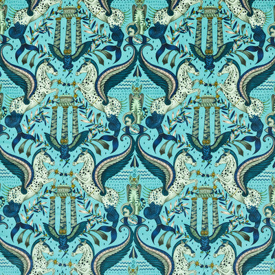 CLARKE AND CLARKE F1753/01.CAC.0 ODYSSEY MYTHOS VELVET PEACOCK Fabric - MYTHICA BY EMMA J SHIPLEY FOR C&C