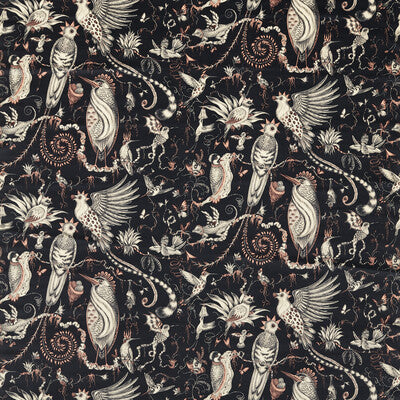 CLARKE AND CLARKE F1759/01.CAC.0 QUETZAL VELVET CHARCOAL Fabric - MYTHICA BY EMMA J SHIPLEY FOR C&C