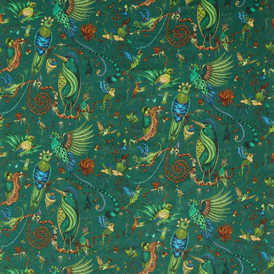 CLARKE AND CLARKE F1759/02.CAC.0 QUETZAL VELVET TEAL Fabric - MYTHICA BY EMMA J SHIPLEY FOR C&C