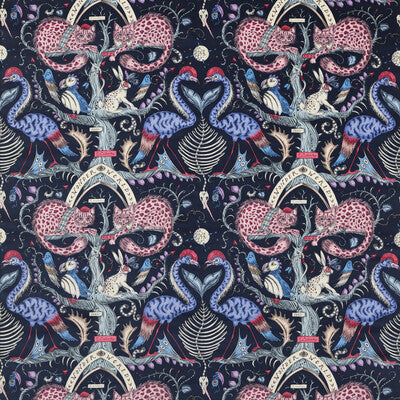 CLARKE AND CLARKE F1764/01.CAC.0 WONDER WORLD VELVET BERRY Fabric - MYTHICA BY EMMA J SHIPLEY FOR C&C