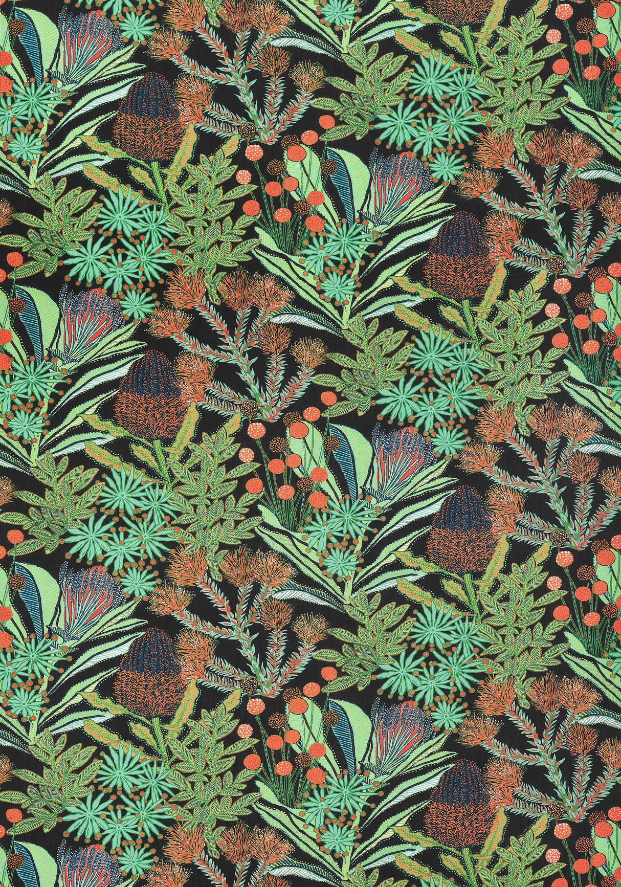 Thibaut F81762 PROTEA PRINT Black Fabric
