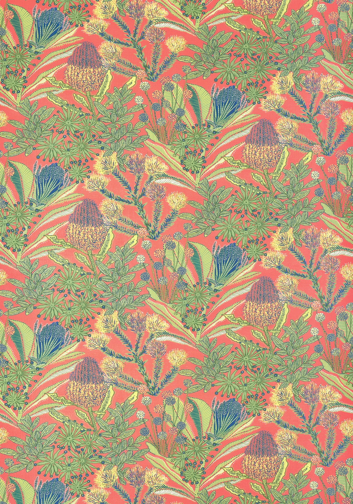 Thibaut F81763 PROTEA PRINT Coral Fabric