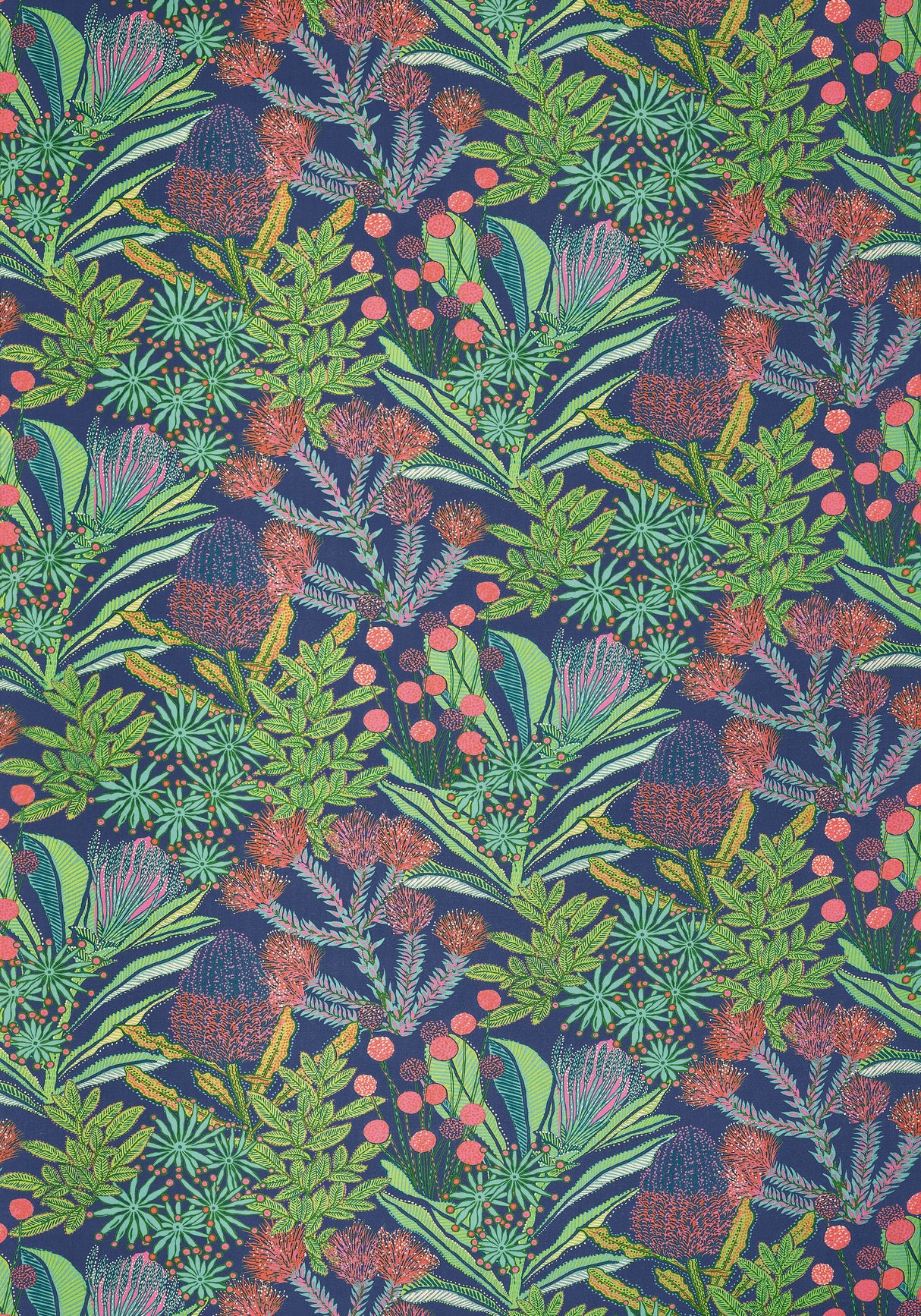 Thibaut F81764 PROTEA PRINT Navy Fabric