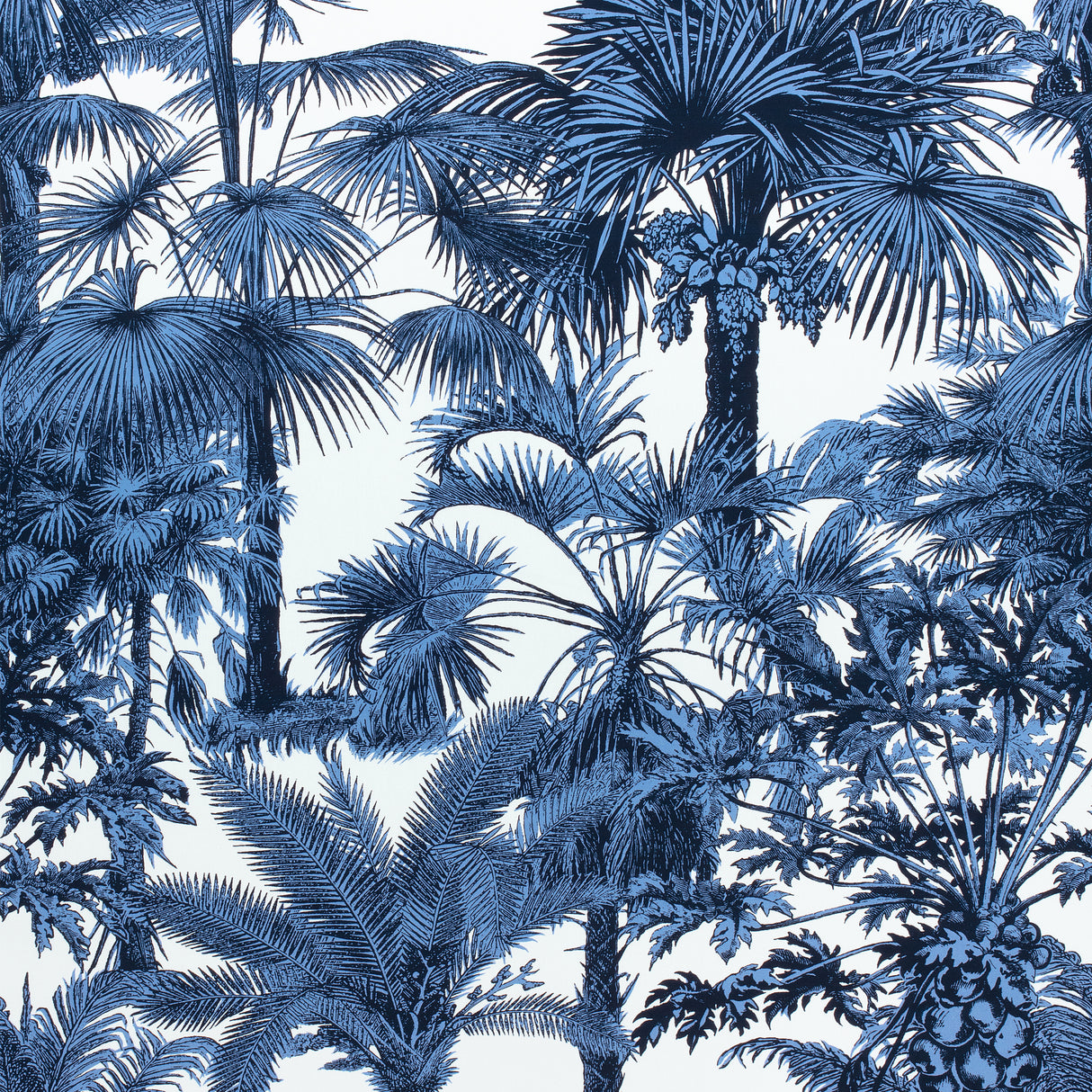Thibaut F910100 PALM BOTANICAL Navy Fabric