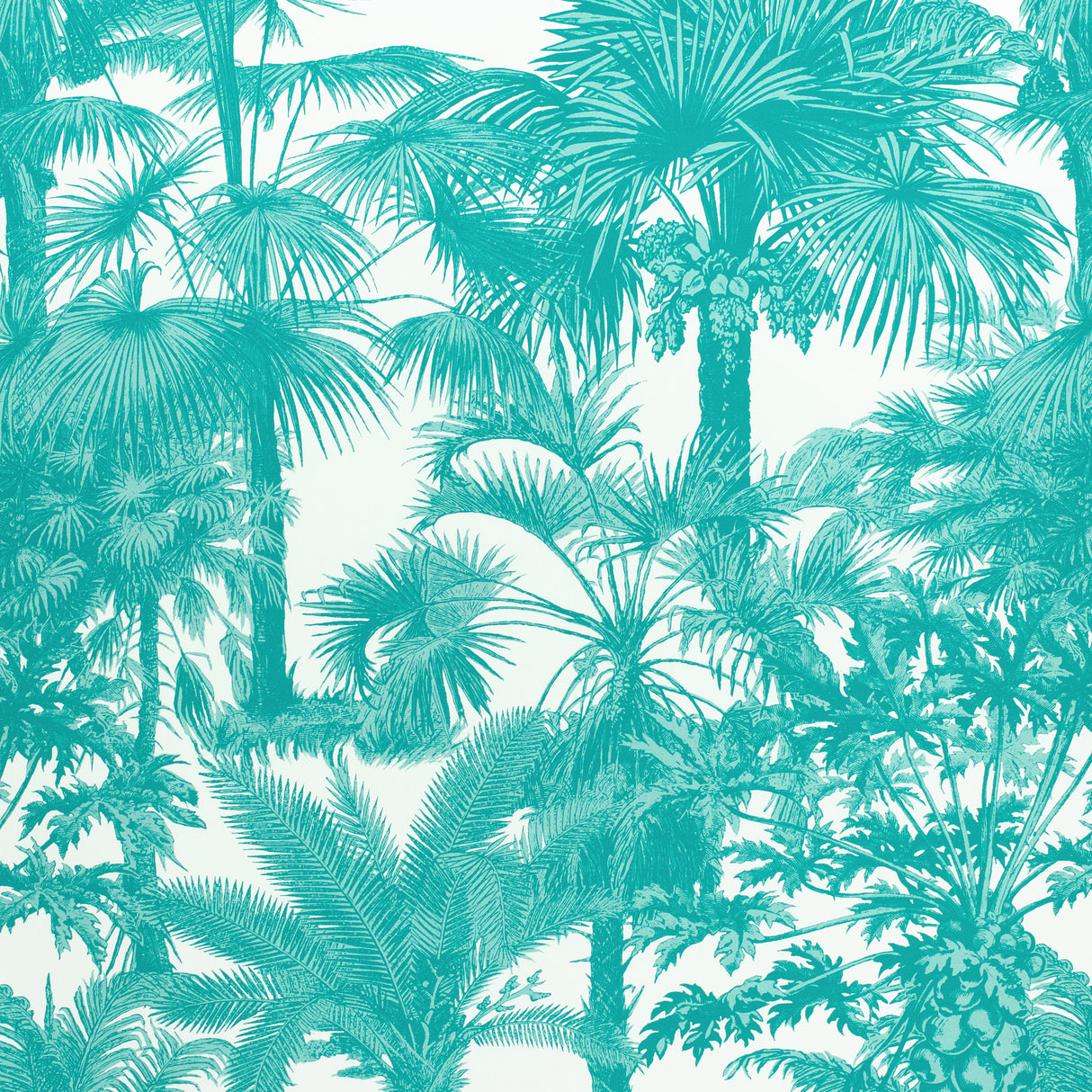 Thibaut F910101 PALM BOTANICAL Turquoise Fabric