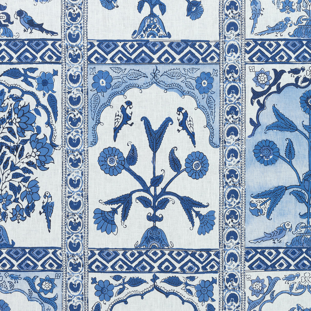 Thibaut F910629 INDIAN PANEL Blue Fabric