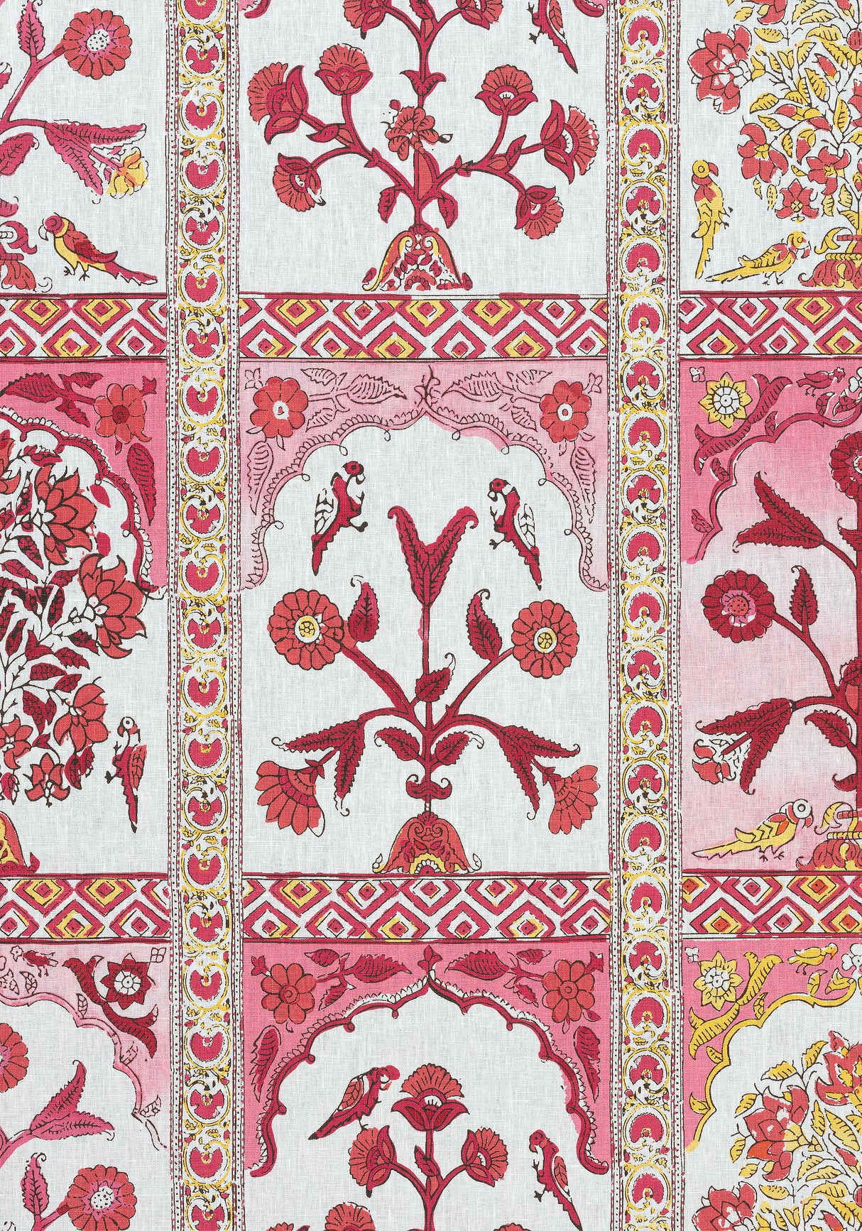 Thibaut F910632 INDIAN PANEL Pink Fabric