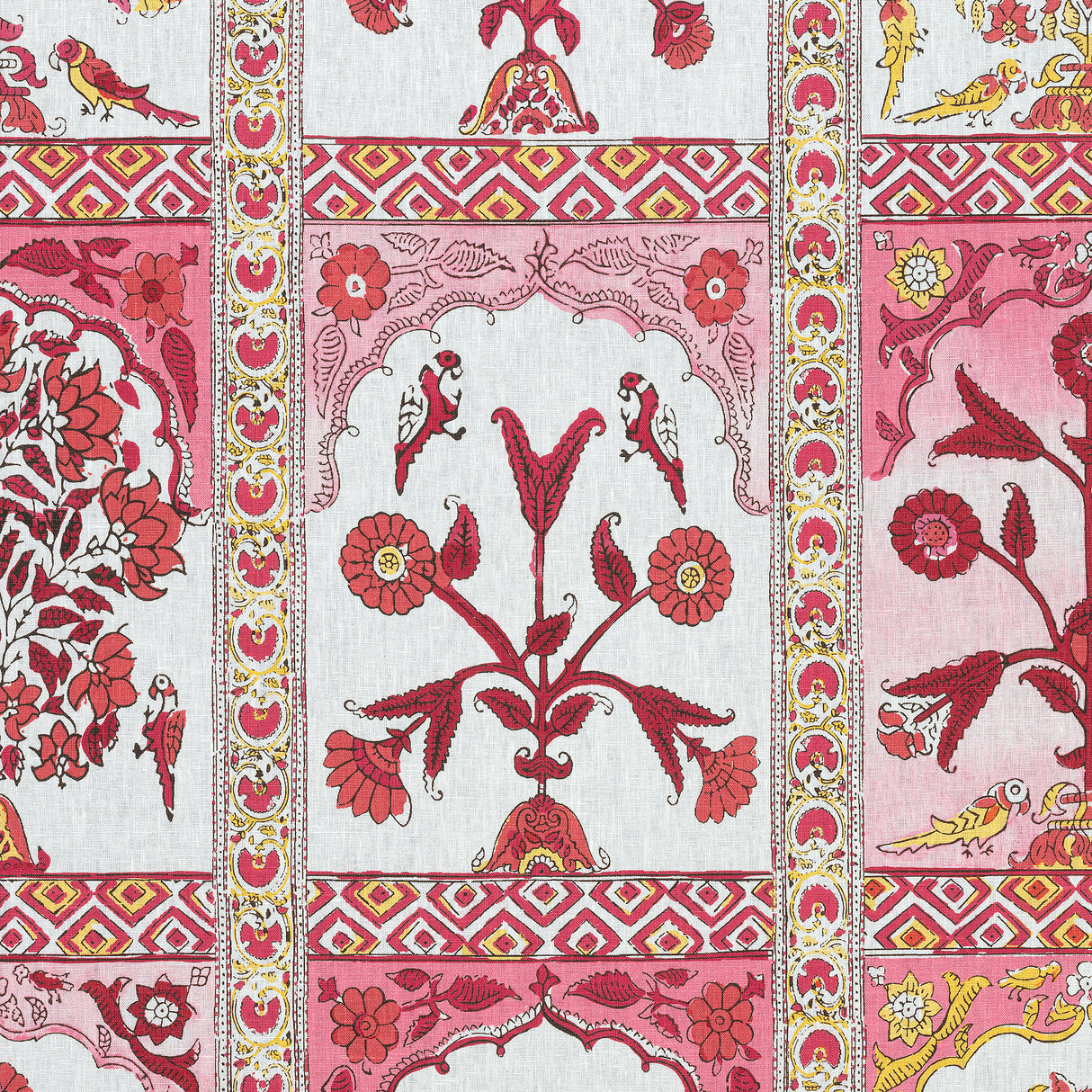 Thibaut F910632 INDIAN PANEL Pink Fabric
