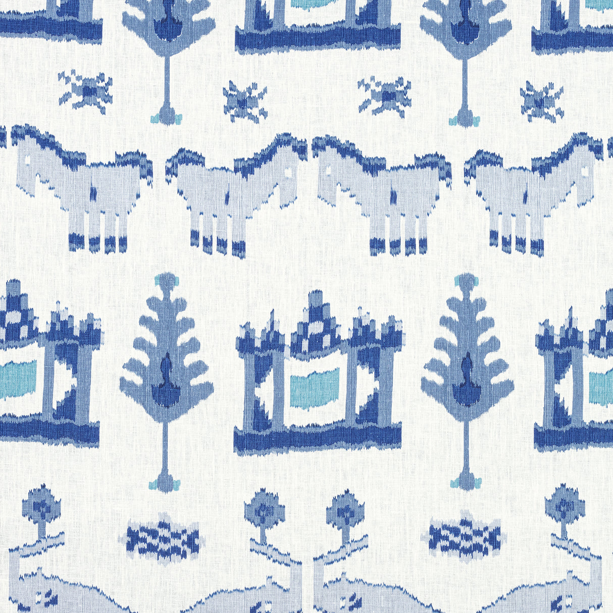 Thibaut F910641 KINGDOM PARADE Blue and White Fabric