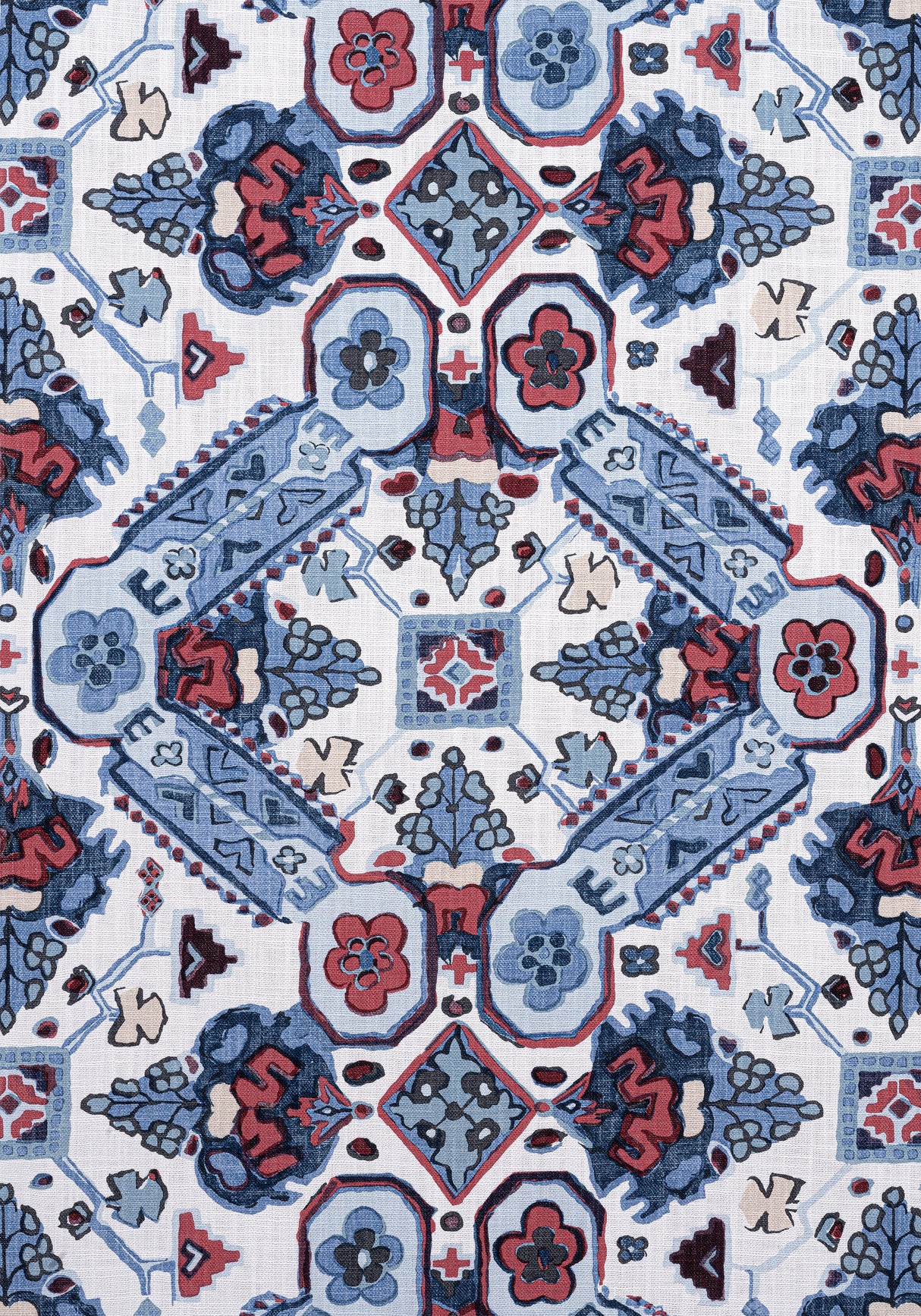 Thibaut F910824 PERSIAN CARPET Blue and White Fabric