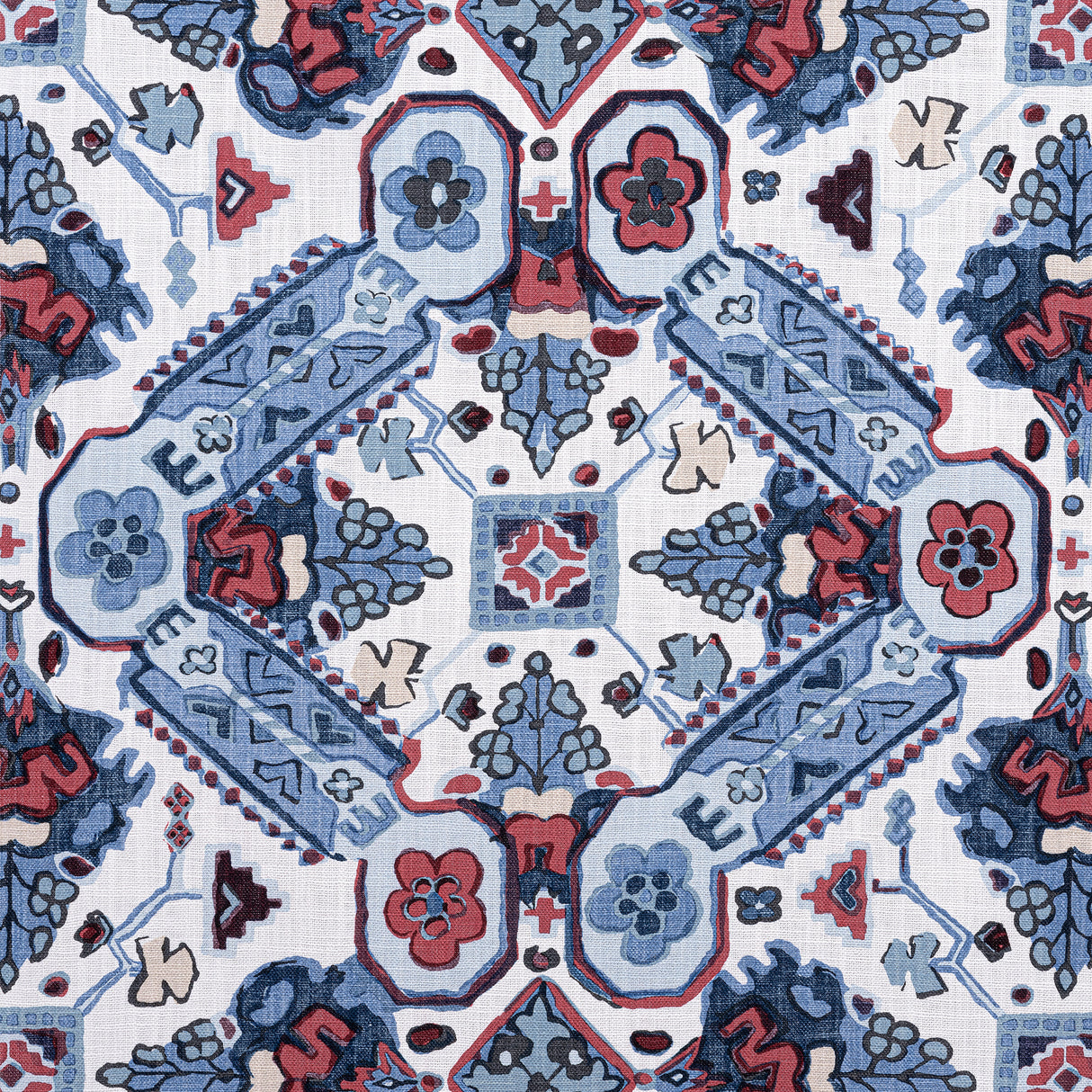 Thibaut F910824 PERSIAN CARPET Blue and White Fabric