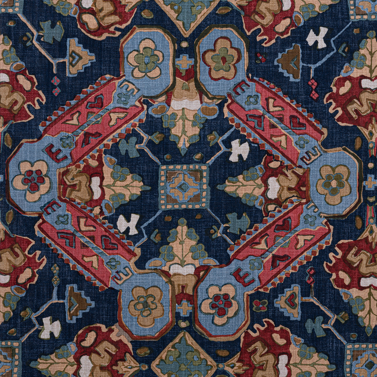 Thibaut F910829 PERSIAN CARPET Navy Fabric