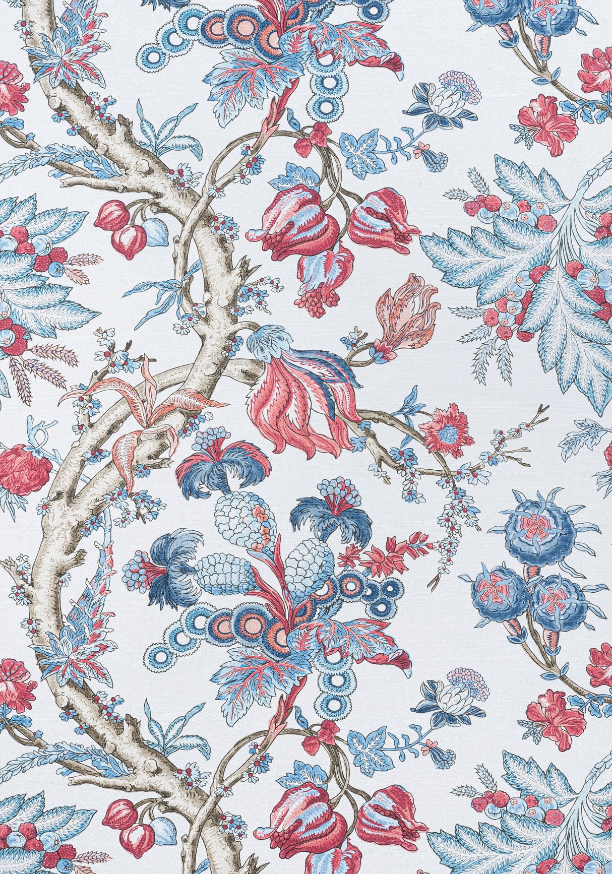 Thibaut F910845 CHATELAIN Blue and Red Fabric