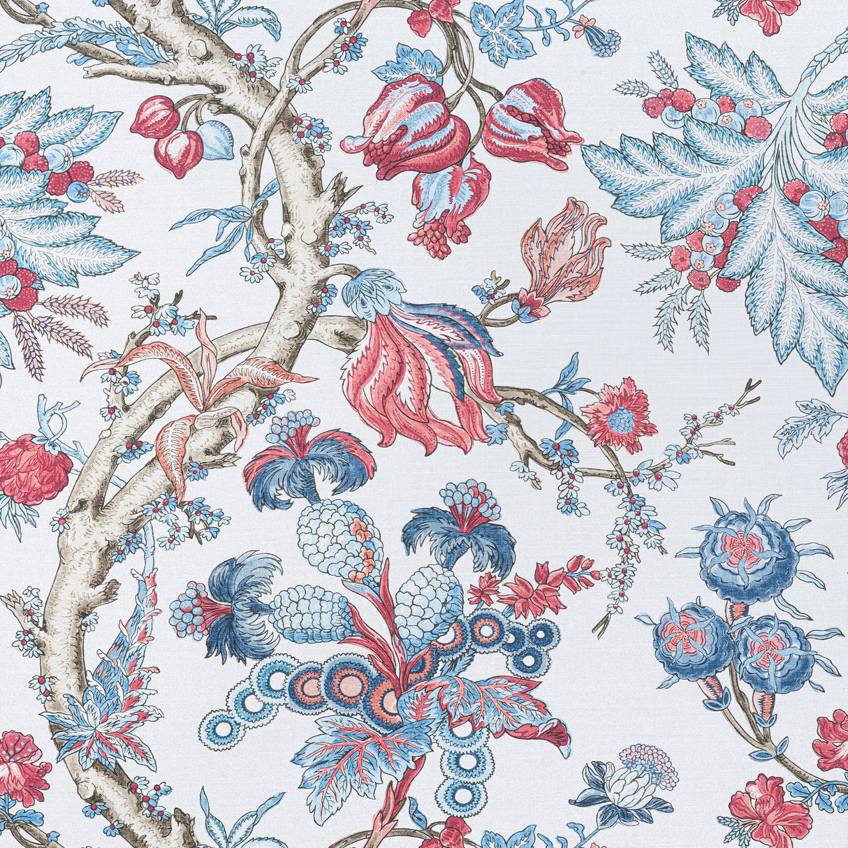 Thibaut F910845 CHATELAIN Blue and Red Fabric