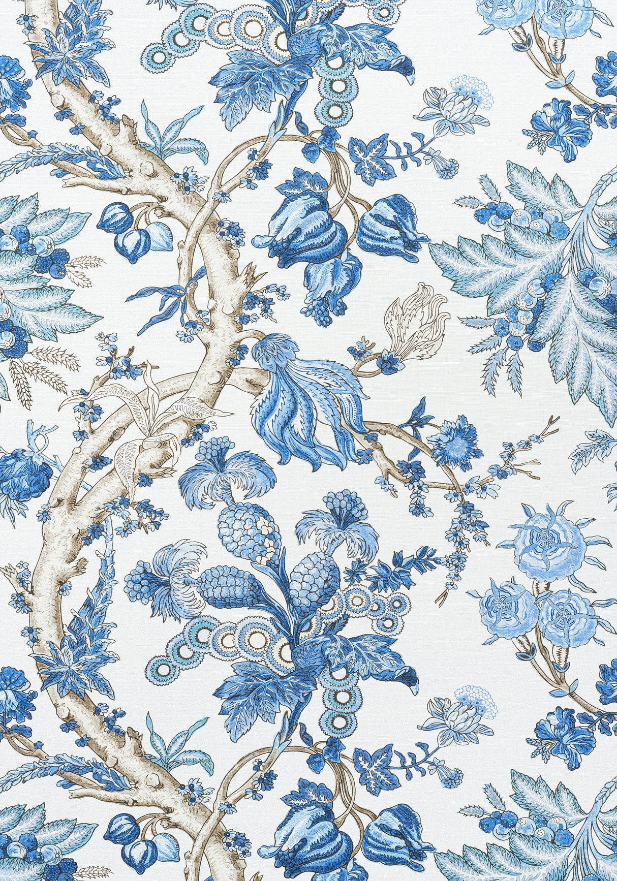 Thibaut F910846 CHATELAIN Blue and White Fabric