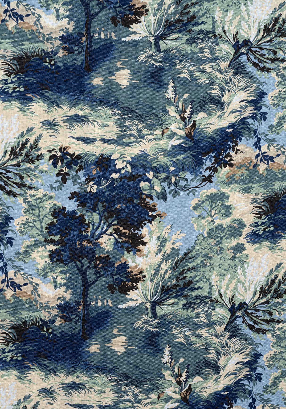 Thibaut F910867 LINCOLN TOILE Navy and Teal Fabric