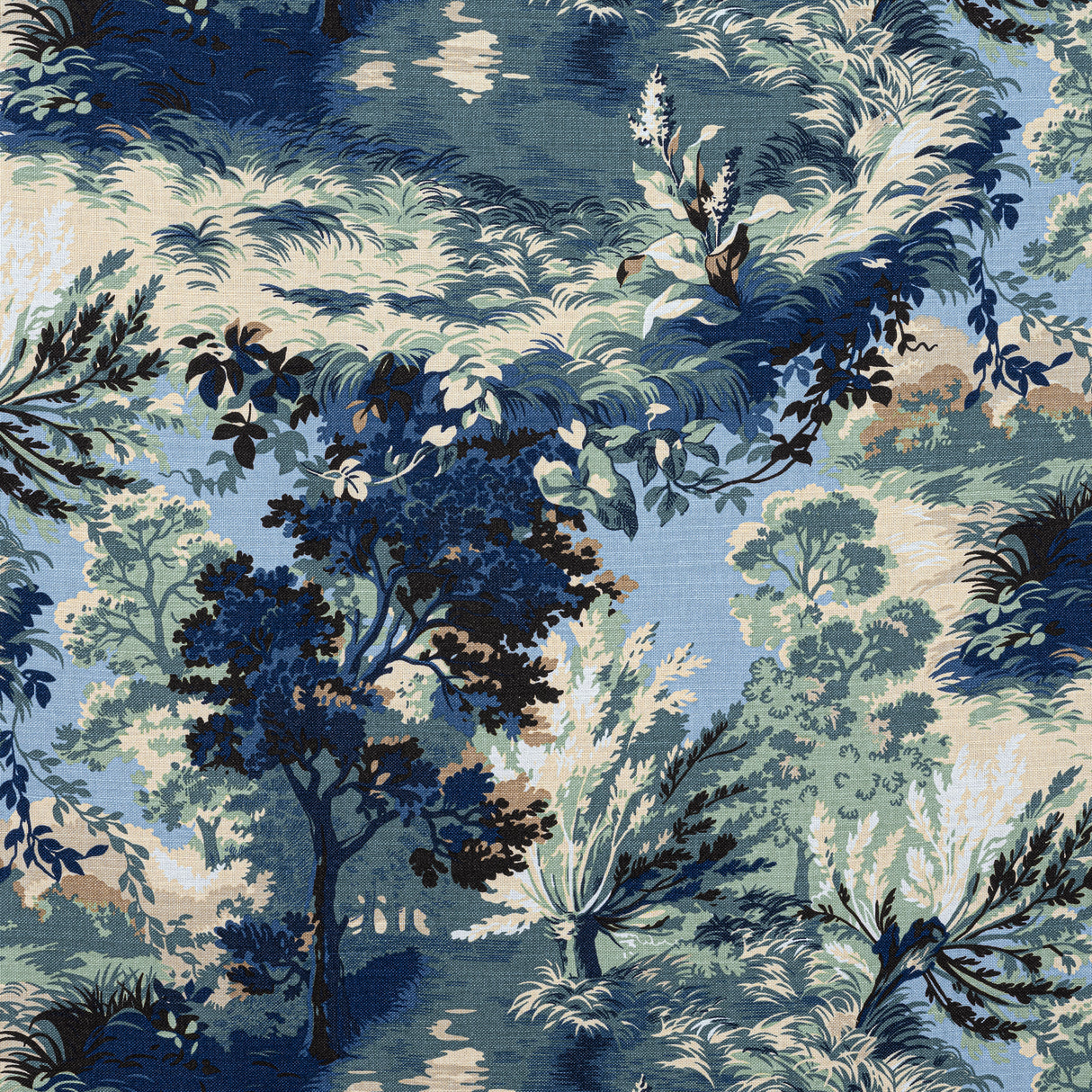 Thibaut F910867 LINCOLN TOILE Navy and Teal Fabric
