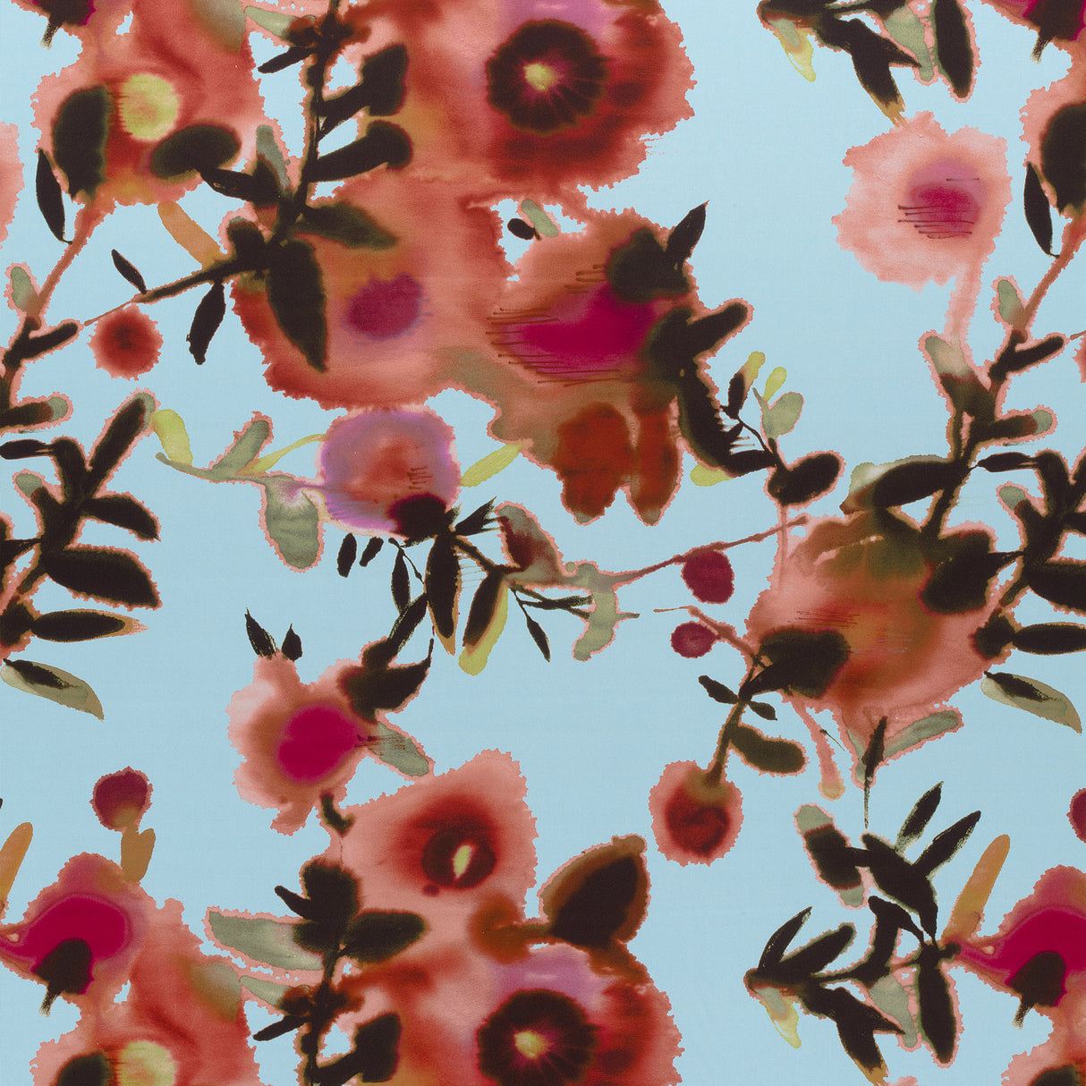 Thibaut F913086 OPEN SPACES Aqua and Coral Fabric