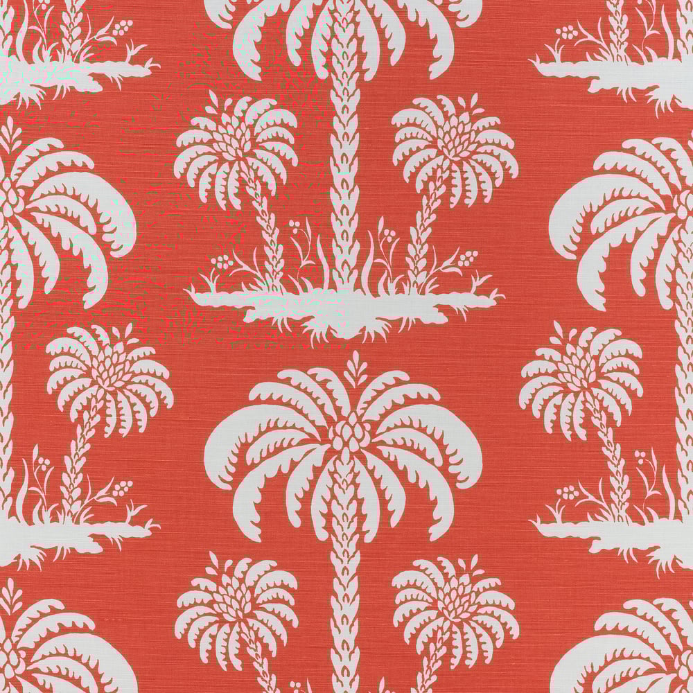 Thibaut PALM ISLAND F913147 in Coral Fabric - SUMMER HOUSE F