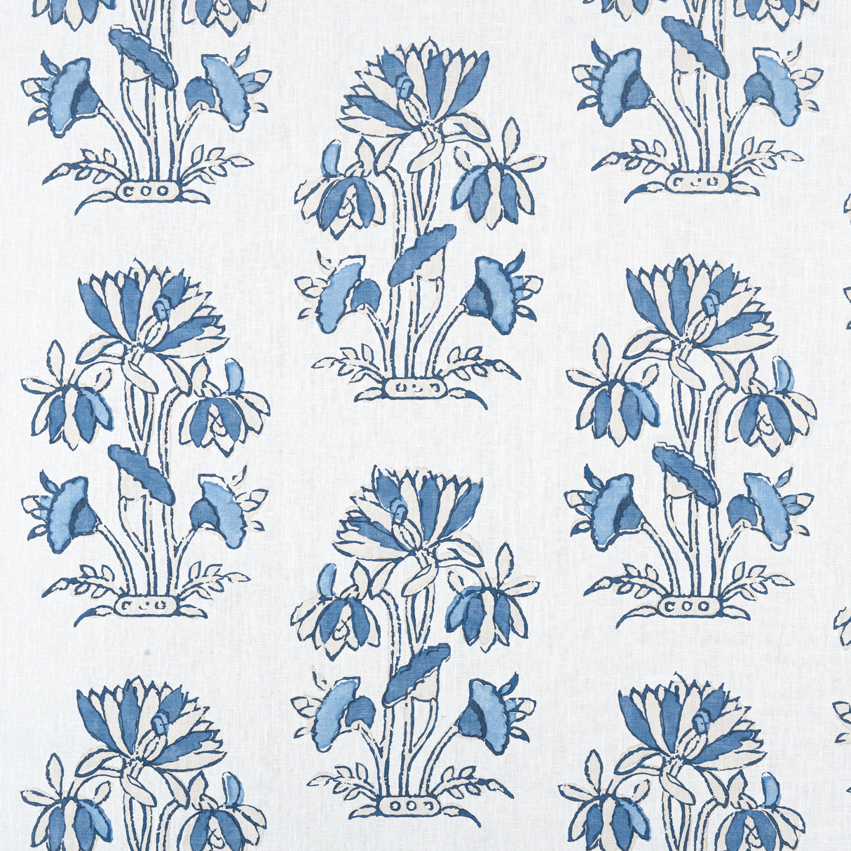 Thibaut F913204 LILY FLOWER Blue and White Fabric