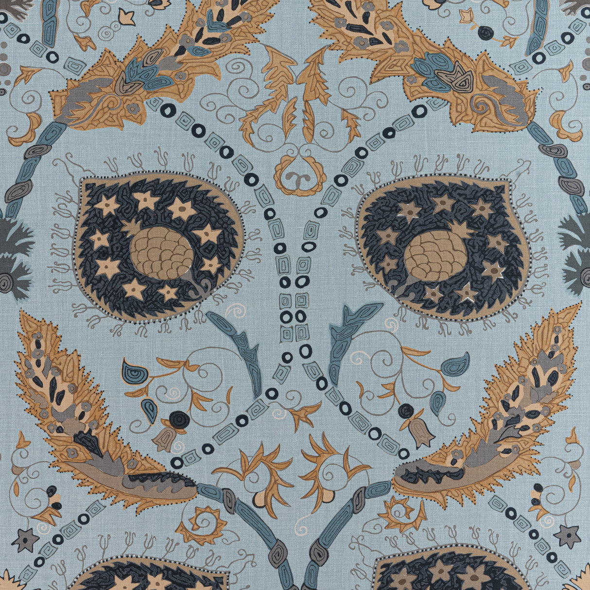 Thibaut F913214 LEWIS Mineral Blue Fabric