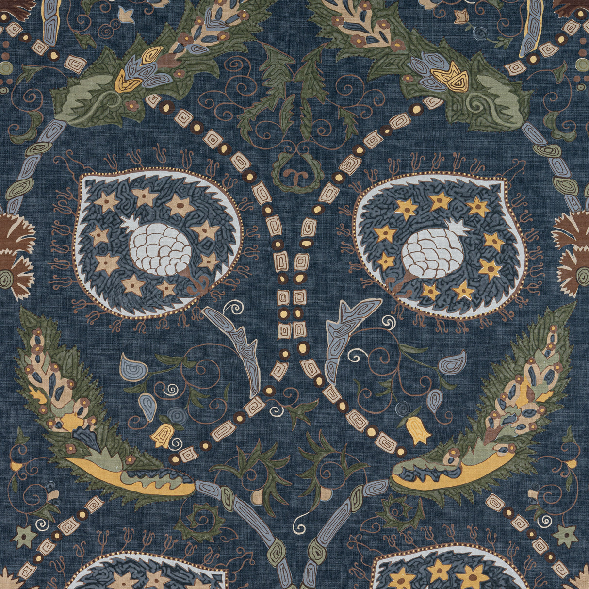 Thibaut F913216 LEWIS Charcoal and Bluestone Fabric