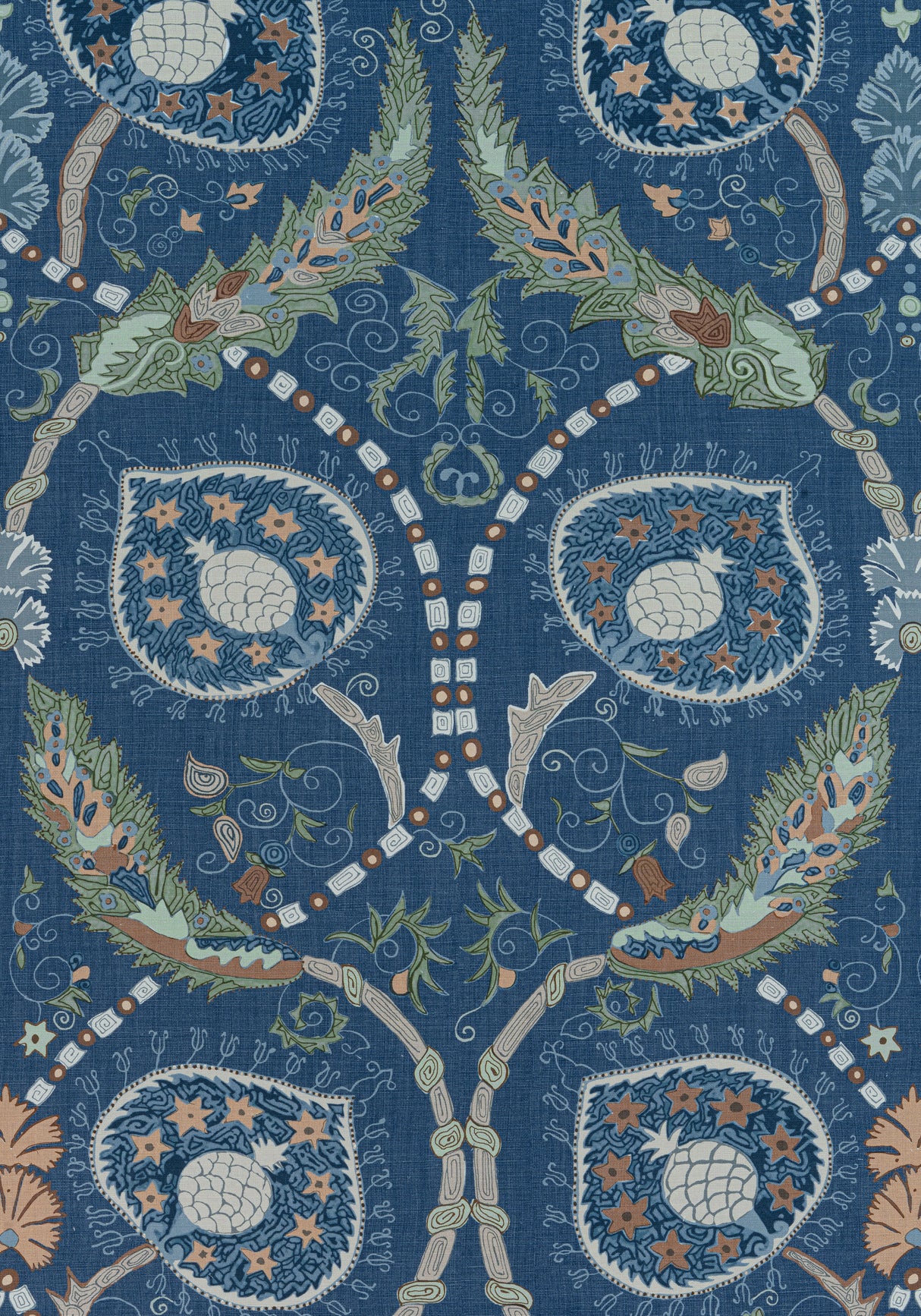 Thibaut F913217 LEWIS Navy and Teal Fabric