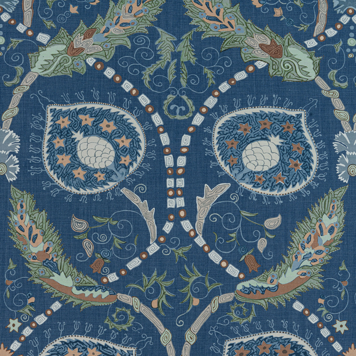Thibaut F913217 LEWIS Navy and Teal Fabric