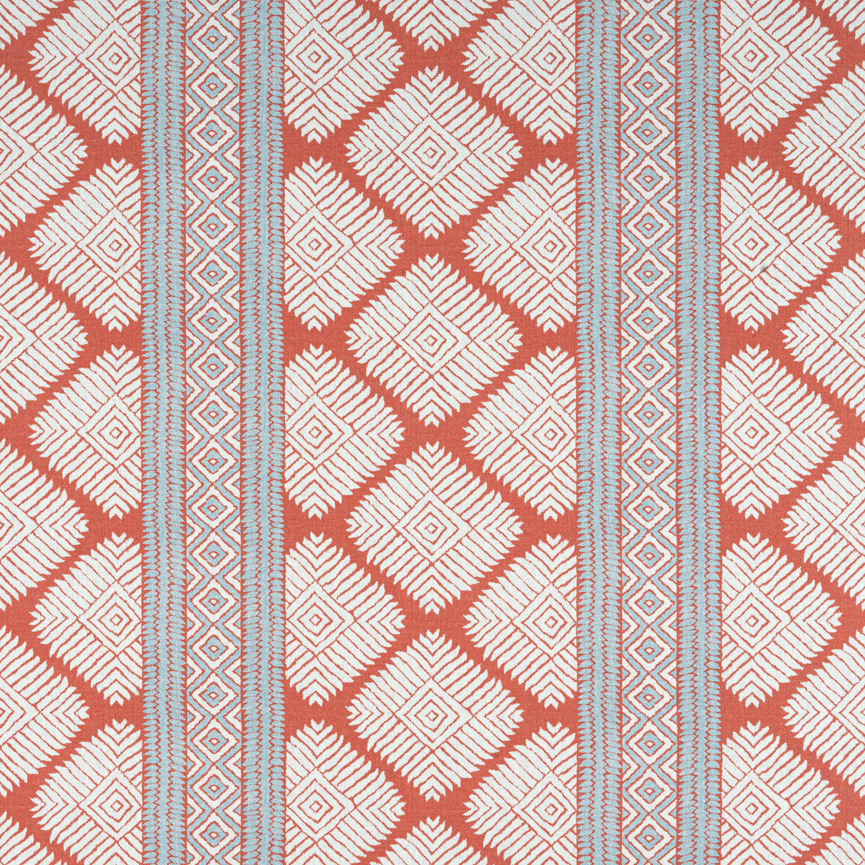 Thibaut F913248 AUSTIN Coral and Spa Blue Fabric
