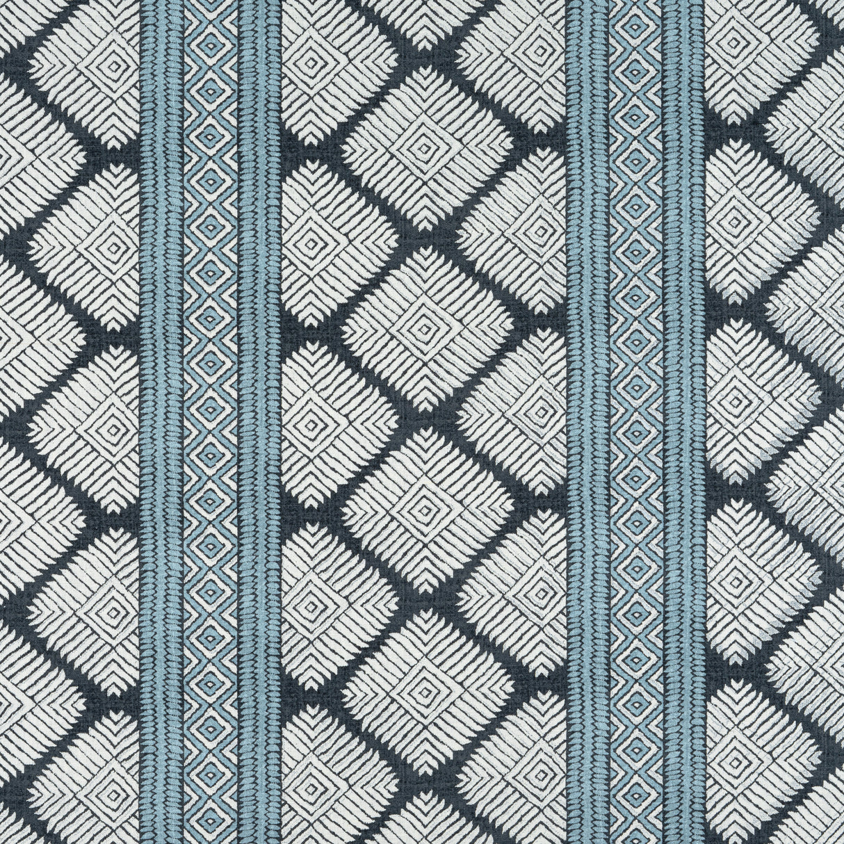Thibaut F913250 AUSTIN Black and Mineral Blue Fabric