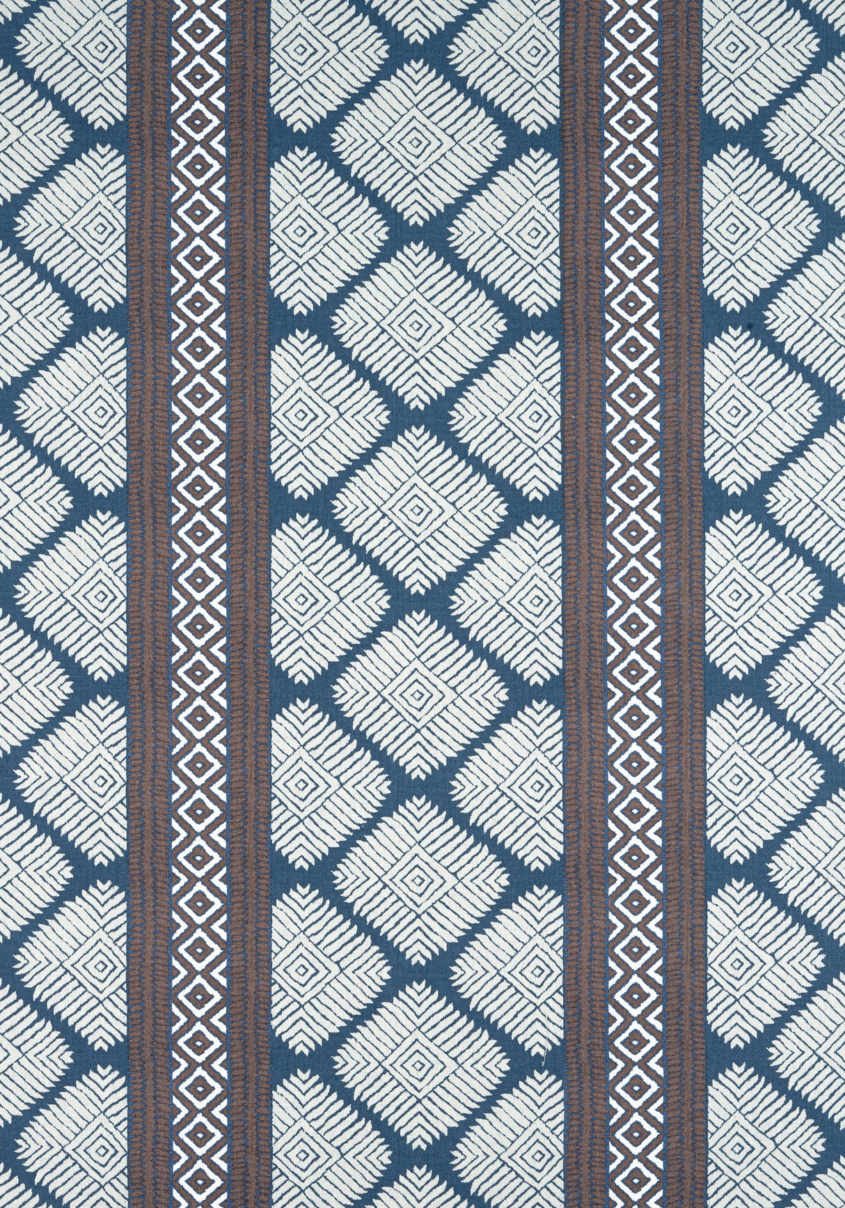 Thibaut F913252 AUSTIN Brown and Navy Fabric