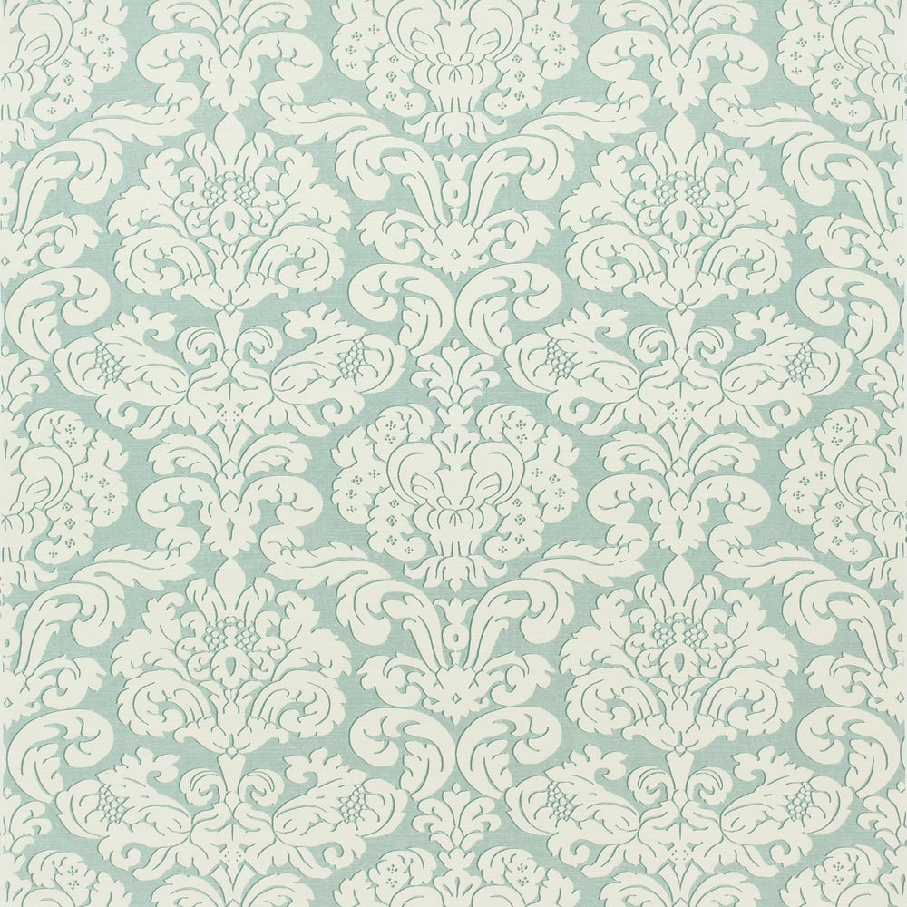 Thibaut F914217 TRELAWNY DAMASK Aqua Fabric