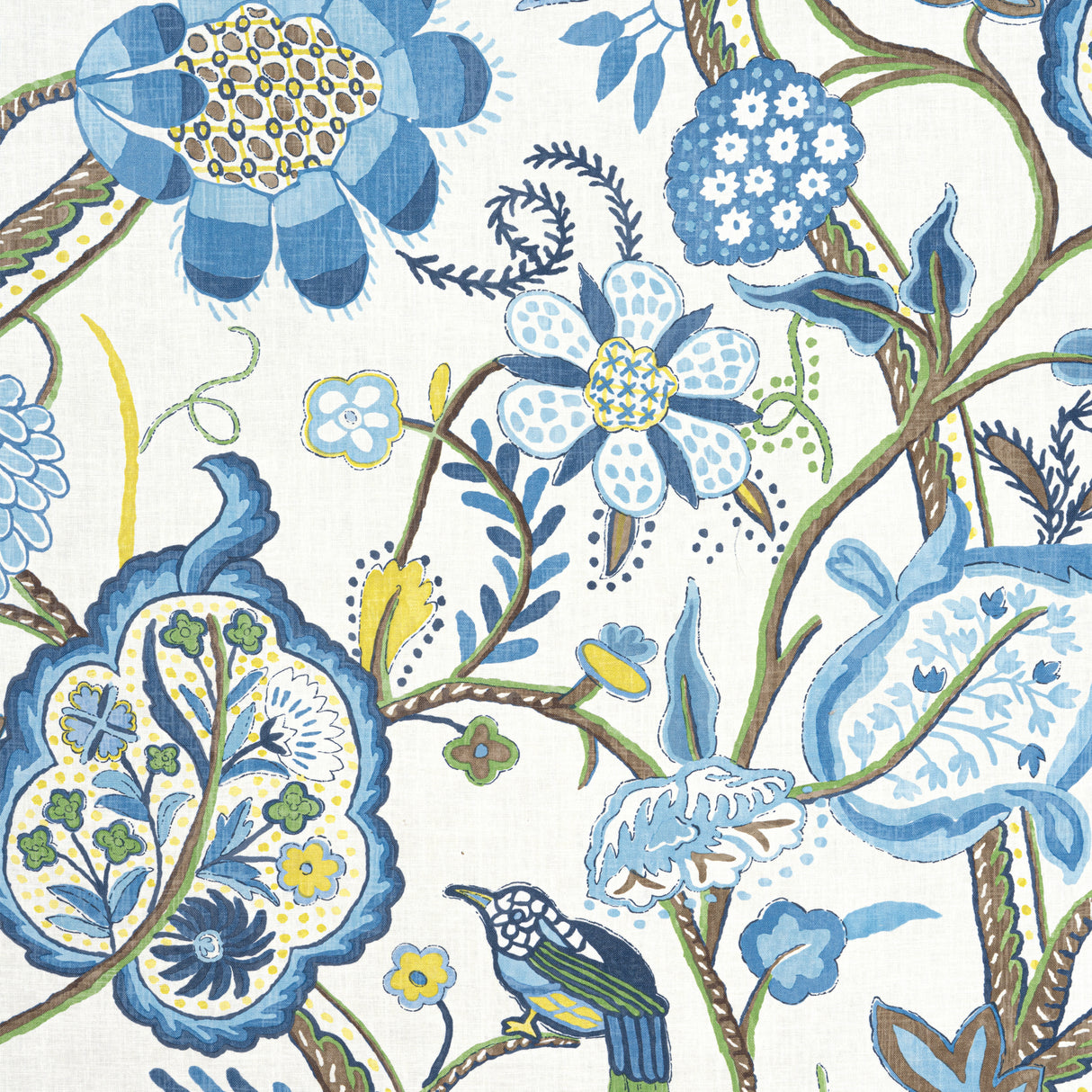 Thibaut F914300 WINDSOR Blue and Yellow Fabric