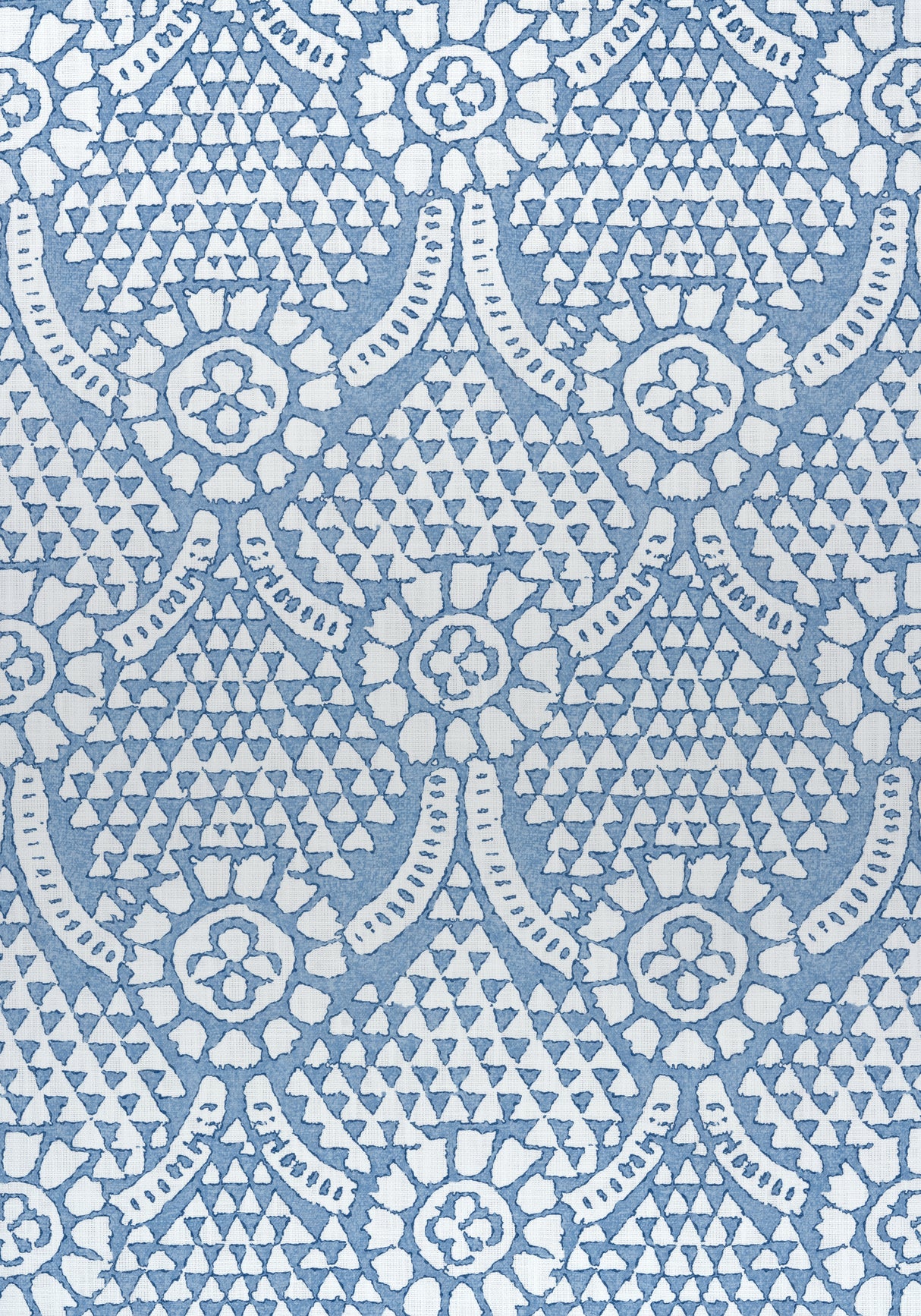 Thibaut F914314 CHAMOMILE Blue and White Fabric